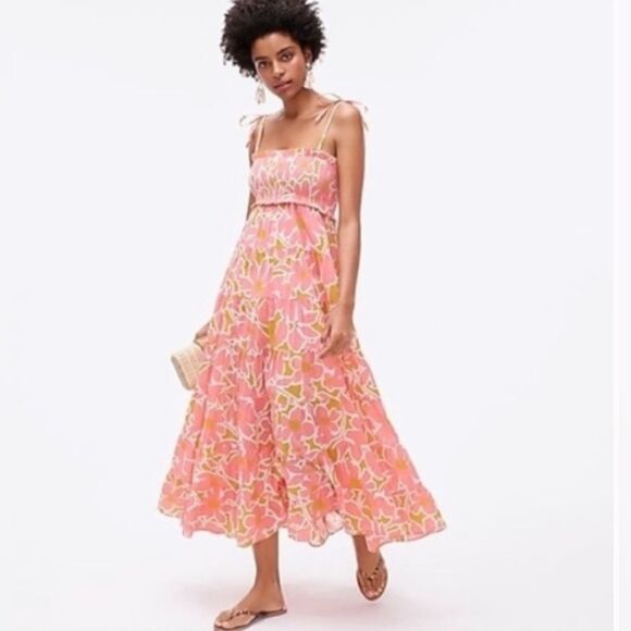 J.Crew Tie-Shoulder Floral Pansy Print Dress XS - Picture 1 of 16